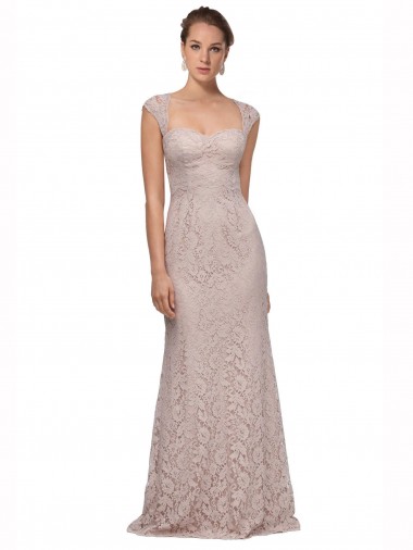 Affordable Cap Sleeves Sweetheart Lace Long Prom Dress Canada
