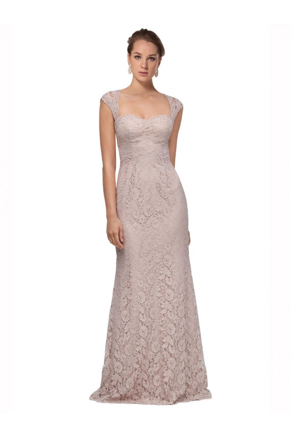 Affordable Cap Sleeves Sweetheart Lace Long Prom Dress Canada