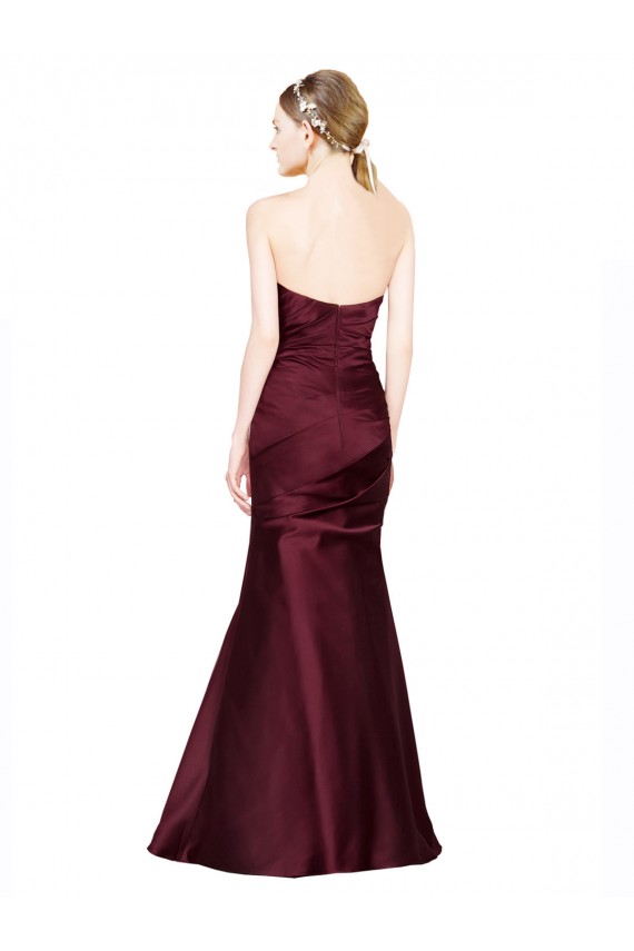Affordable Sleeveless Sweetheart Satin Burgundy Long Prom Dress Canada