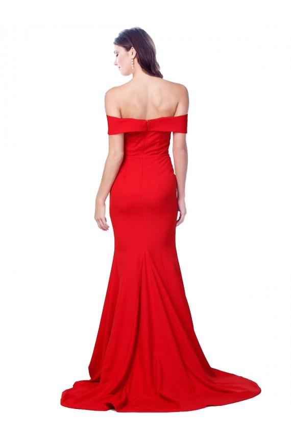 Affordable Sleeveless Sweetheart Stretch Crepe Red Long Prom Dress Canada