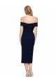 Affordable Sleeveless Sweetheart Stretch Crepe Dark Navy Midi Length Prom Dress Canada