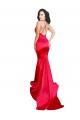 Affordable Sleeveless Sweetheart Stretch Satin Red Long Low Back Prom Dress Canada