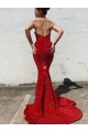 Affordable Sleeveless Sweetheart Velvet Sequin Burgundy Court Train Evening Prom Dress Canada