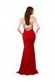 Affordable Sleeveless V-Neck Lace Red Long Prom Dress Canada