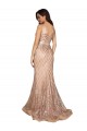 Affordable Sleeveless V-Neck Sequin & Sparkling Sequin Rose Gold Long Plus Size Formal Prom Dress Canada