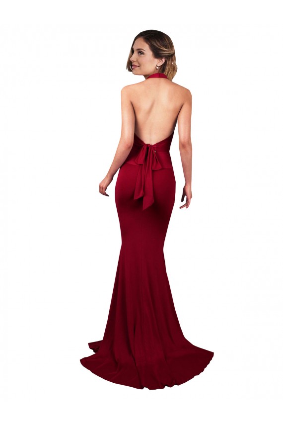 Affordable Sleeveless V-Neck Spandex Burgundy Long Prom Dress Canada