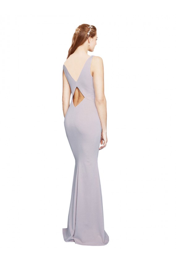 Affordable Sleeveless V-Neck Stretch Crepe Arctic Lilac Long Prom Dress Canada