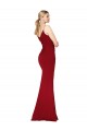Affordable Sleeveless V-Neck Stretch Crepe Burgundy Mermaid Long Prom Dress Canada