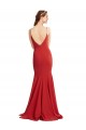 Affordable Sleeveless V-Neck Stretch Crepe Red Long Prom Dress Canada
