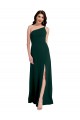 Affordable Sleeveless One Shoulder Stretch Crepe Midnight Green Long Prom Dress Canada