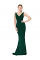 Affordable Sleeveless High Neck Stretch Crepe Midnight Green Long Prom Dress Canada
