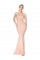 Affordable Sleeveless High Neck Stretch Crepe Nude Long Prom Dress Canada