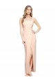 Affordable Sleeveless Square Neck Stretch Crepe Nude Long Prom Dress Canada