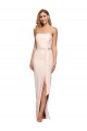 Affordable Sleeveless Strapless Stretch Crepe Nude Long Prom Dress Canada