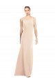 Affordable Sleeveless Bateau Neck Stretch Crepe Nude Long Prom Dress Canada