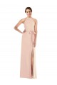Affordable Sleeveless Halter Neck Stretch Crepe Nude Long Prom Dress Canada