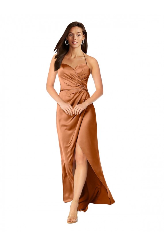 Affordable Sleeveless Sweetheart Silky Satin Orange Long High Low Prom Dress Canada