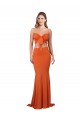 Affordable Sleeveless Strapless Spandex Orange Long Prom Dress Canada