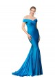 Affordable Sleeveless High Neck Satin Peacock Blue Long Prom Dress Canada