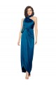 Affordable Sleeveless High Neck Silky Satin Peacock Blue Long Prom Dress Canada