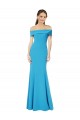 Affordable Sleeveless Off the Shoulder Stretch Crepe Peacock Blue Long Prom Dress Canada