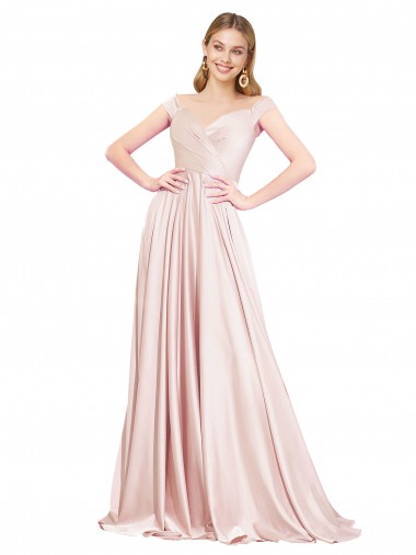 Affordable Sleeveless High Neck Satin Pink Long Prom Dress Canada