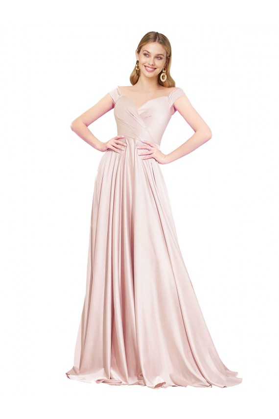 Affordable Sleeveless High Neck Satin Pink Long Prom Dress Canada