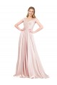 Affordable Sleeveless High Neck Satin Pink Long Prom Dress Canada
