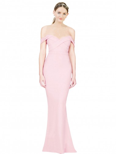 Affordable Sleeveless Strapless Stretch Crepe Pink Long Low Back Evening Prom Dress Canada
