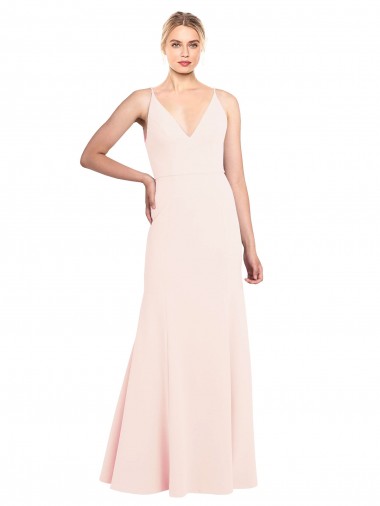 Affordable Sleeveless High Neck Stretch Crepe Pink Long Prom Dress Canada