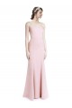 Affordable Sleeveless Square Neck Stretch Crepe Pink Long Prom Dress Canada
