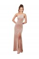 Affordable Sleeveless One Shoulder Stretch Velvet Pink Long Black Tie Prom Dress Canada