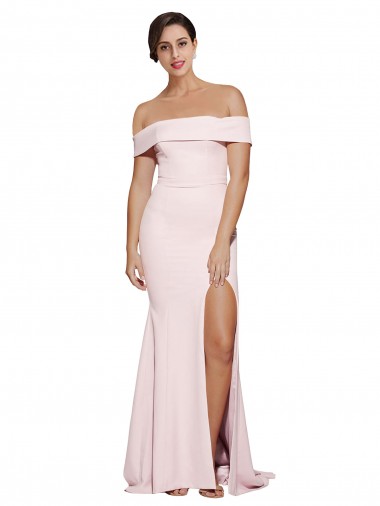 Affordable Sleeveless Square Neck Stretch Crepe Pink Sweep Train Prom Dress Canada