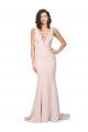Affordable Sleeveless V-Neck Stretch Crepe Pink Sweep Train Black Tie Prom Dress Canada