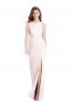 Affordable Sleeveless Bateau Neck Stretch Crepe Pink Long Prom Dress Canada