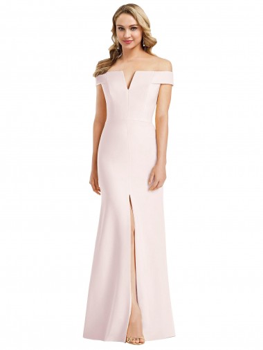 Affordable Sleeveless Off the Shoulder Stretch Crepe Pink Long Prom Dress Canada