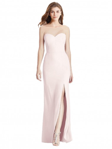 Affordable Sleeveless Strapless Stretch Crepe Pink Long Prom Dress Canada