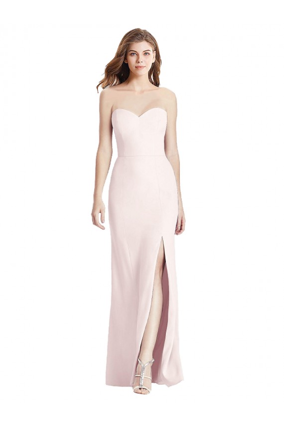 Affordable Sleeveless Strapless Stretch Crepe Pink Long Prom Dress Canada