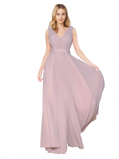 Affordable Sleeveless High Neck Soft Chiffon Primrose Long Prom Dress Canada