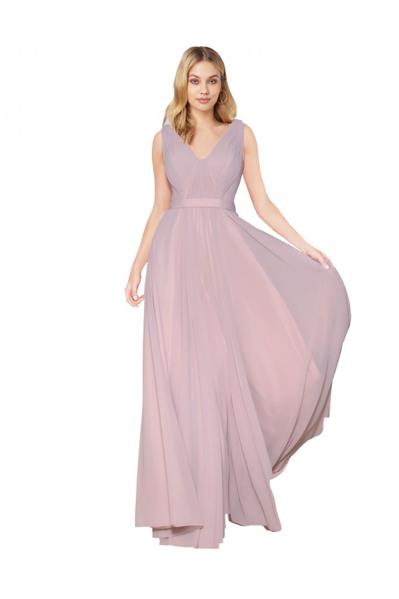 Affordable Sleeveless High Neck Soft Chiffon Primrose Long Prom Dress Canada
