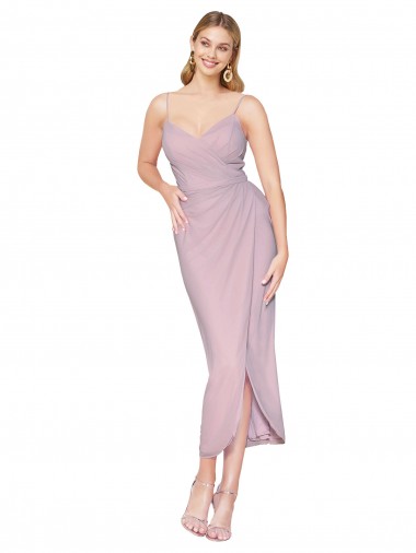 Affordable Sleeveless High Neck Soft Chiffon Primrose Knee Length High Low Prom Dress Canada