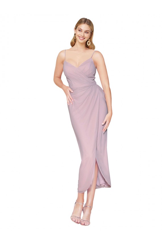 Affordable Sleeveless High Neck Soft Chiffon Primrose Knee Length High Low Prom Dress Canada