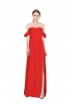 Affordable Sleeveless Off the Shoulder Stretch Crepe Red Long Prom Dress Canada