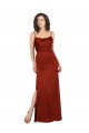 Affordable Sleeveless Square Neck Silky Satin Red Long Prom Dress Canada