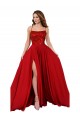Affordable Sleeveless Square Neck Spandex & Lace Red Long Prom Dress Canada
