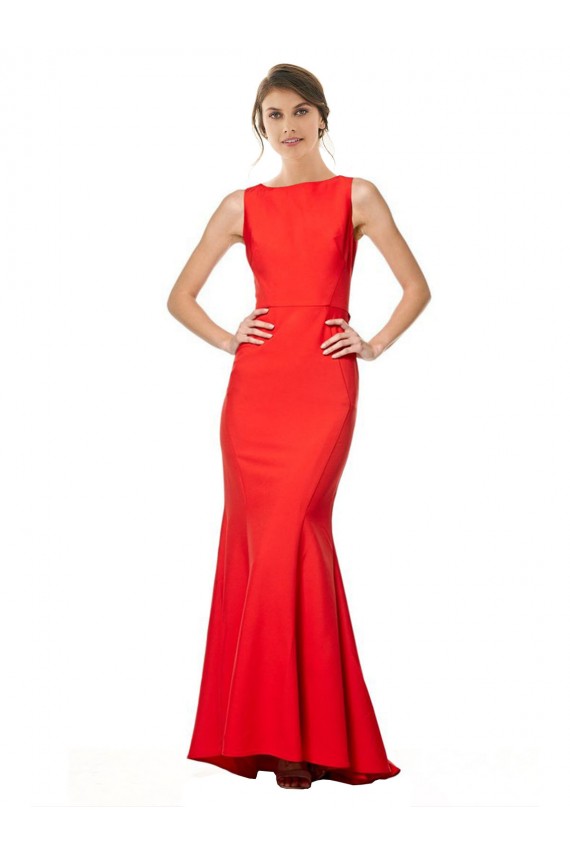 Affordable Sleeveless Halter Neck Stretch Crepe Red Long Open Back Prom Dress Canada