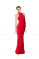 Affordable Sleeveless Halter Neck Stretch Crepe Red Long Prom Dress Canada