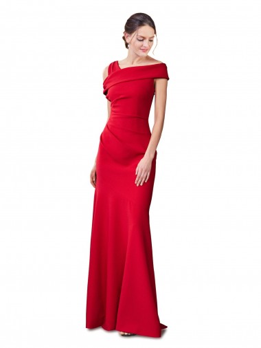Affordable Sleeveless Stretch Crepe Red Long Prom Dress Canada