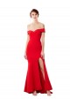Affordable Sleeveless Off the Shoulder Stretch Crepe Red Long Evening Prom Dress Canada