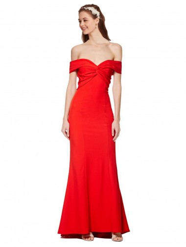 Affordable Sleeveless High Neck Stretch Crepe Red Long Prom Dress Canada